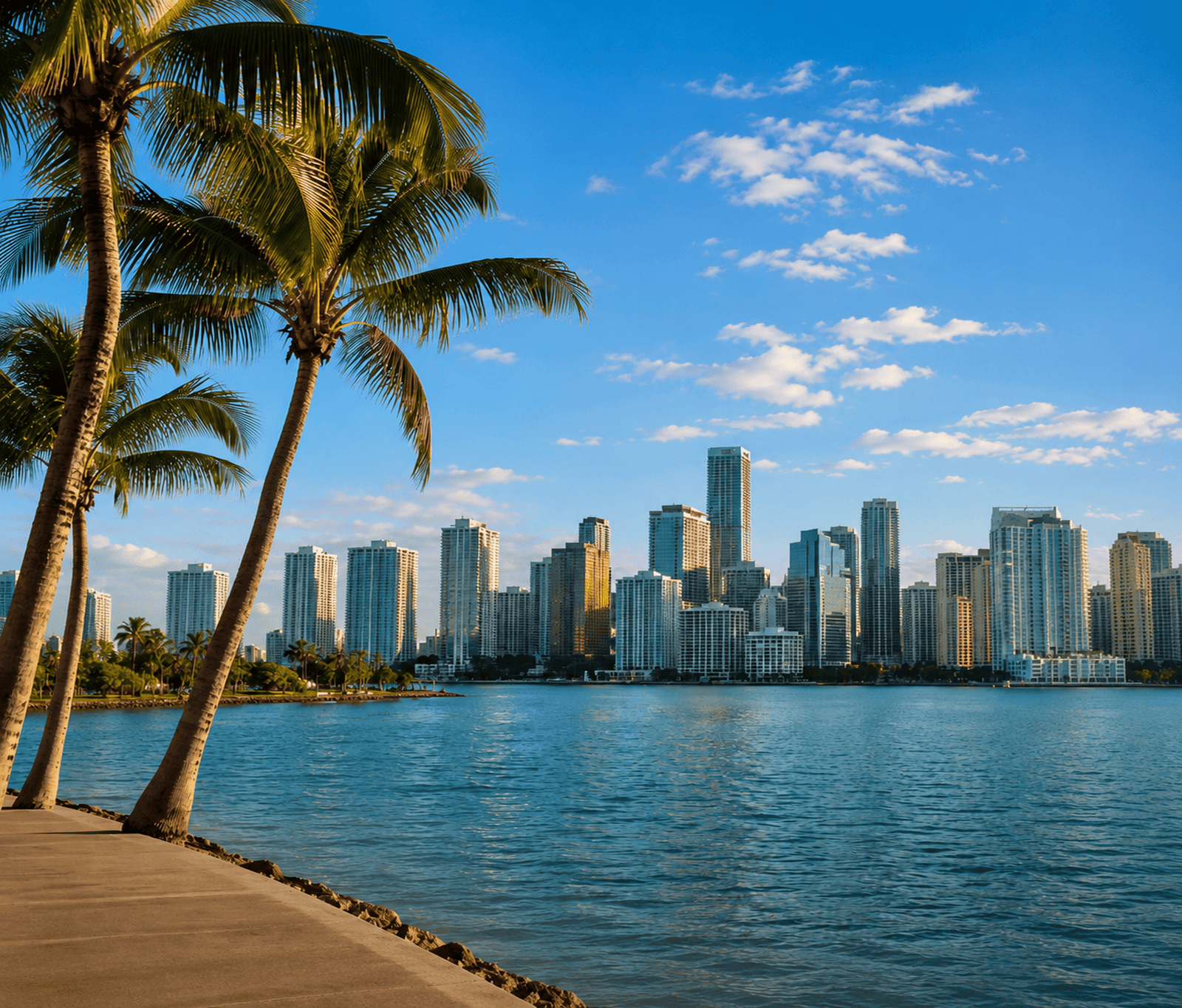 Miami Beach with buildings in the background
