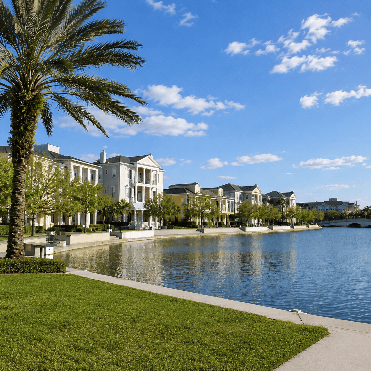 Sunny day by a lake in Baldwin Park, Orlando
