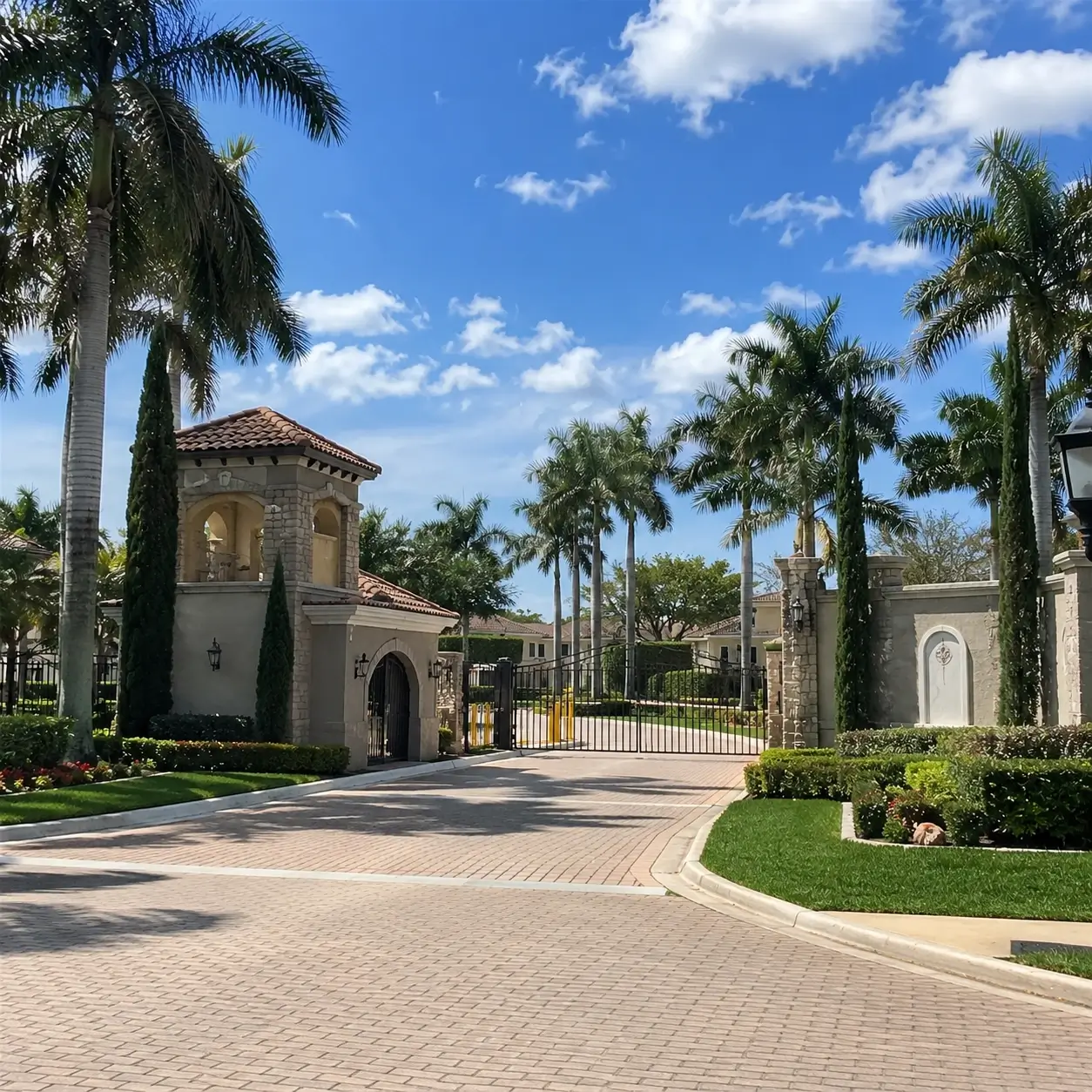 Family Neighborhood of Coral Hills, Fl featuring large single family homes, palm trees and blue sky