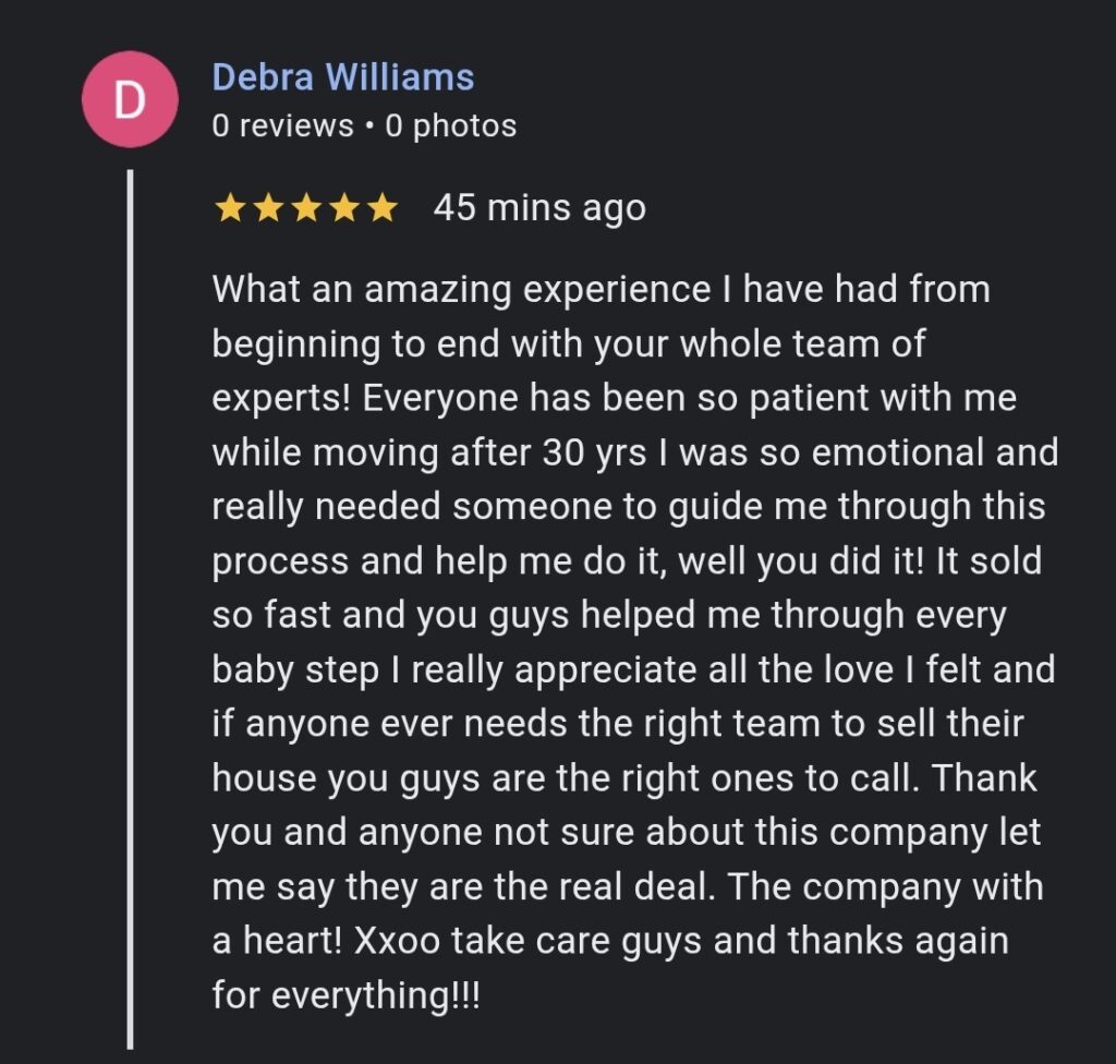 Google Review Debra Whilliams, Boca Raton, fl