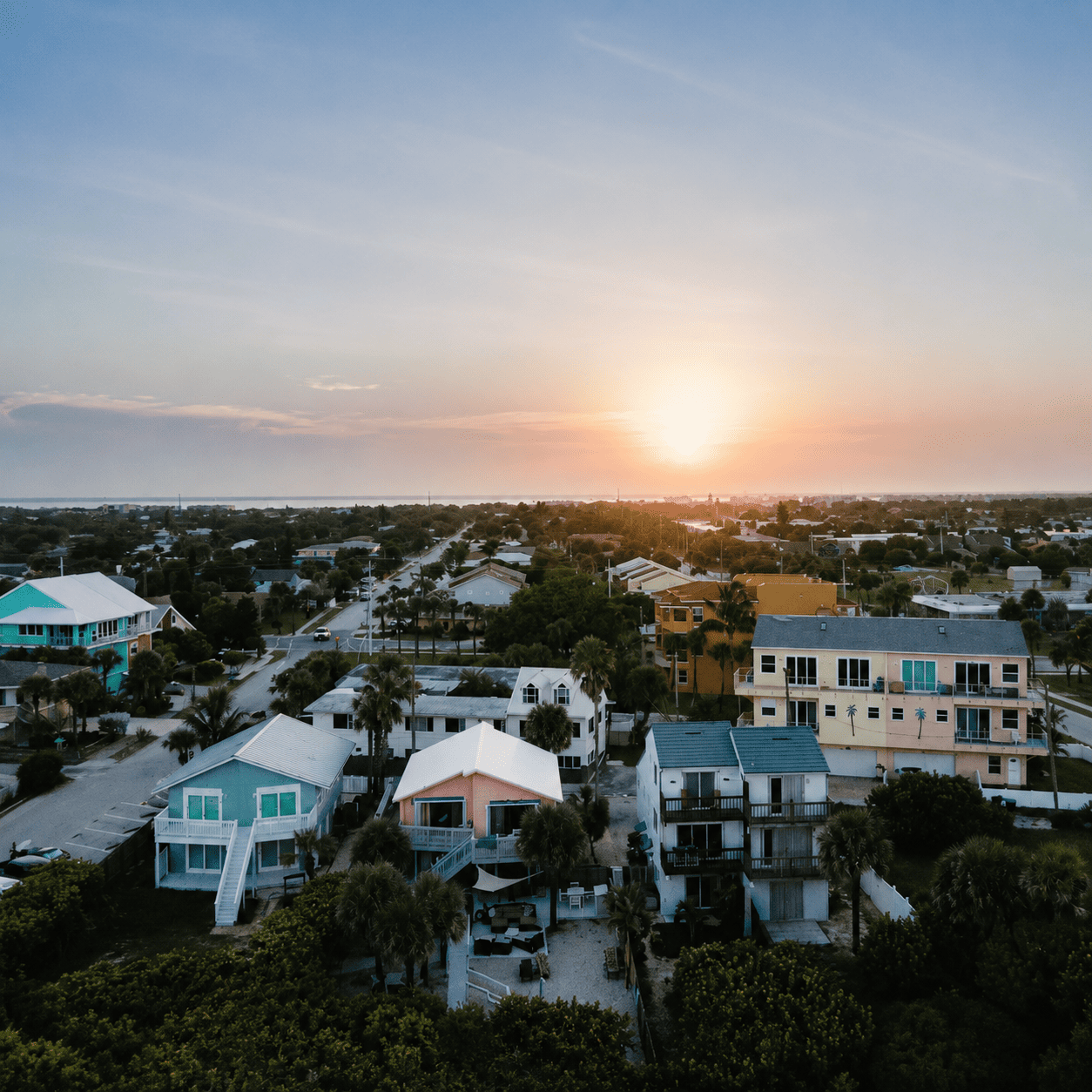 Sunrise aerial view of Midtown & Betton Hills in Tallahassee, Florida