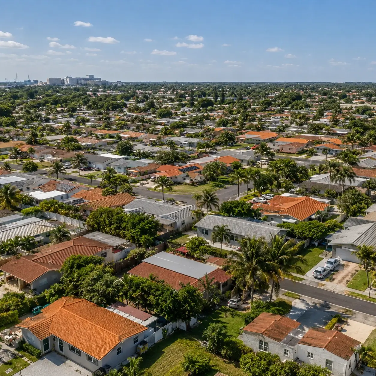 Aerial view of Palm Spring North Town in Hialeah, Fl