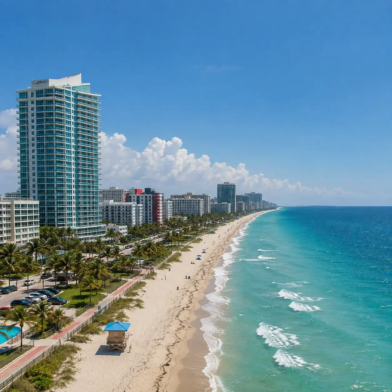 Zoomed in Aerial View of The Beach (A1A Oceanfront) Hallandale Beach, Fl
