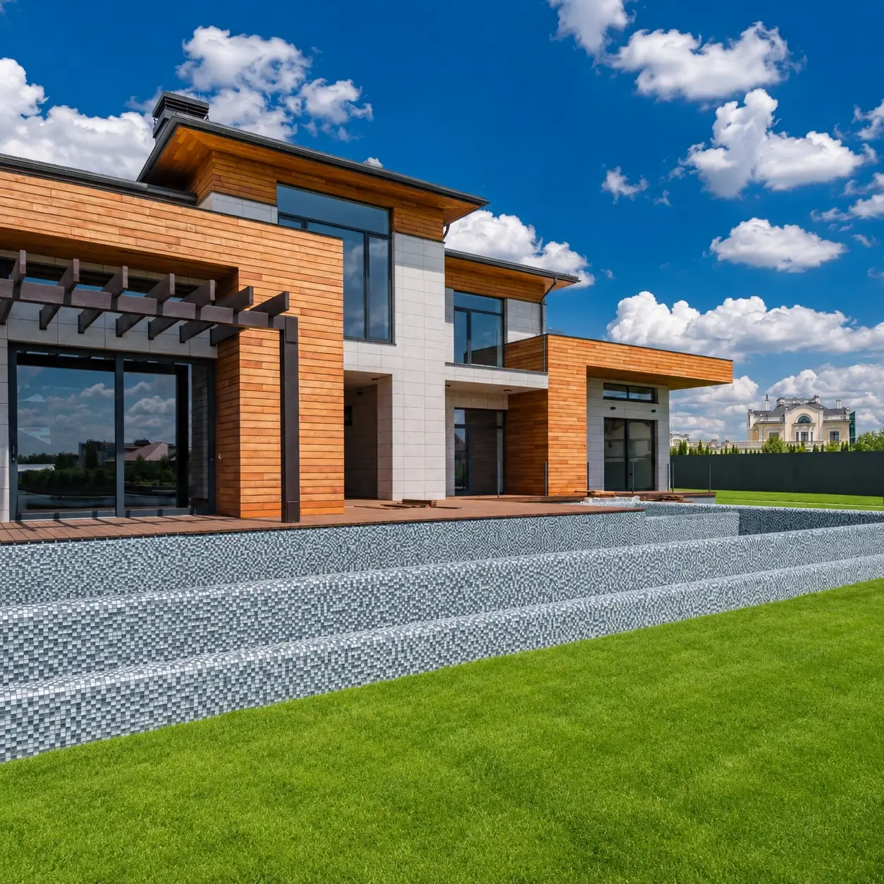 Large complex featuring Brown brick and white Modern Home in Towngate, Pembroke Pines, fl