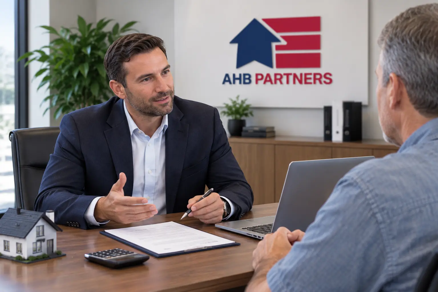 Business Man and homeowner negotiating a cash offer to sell his home