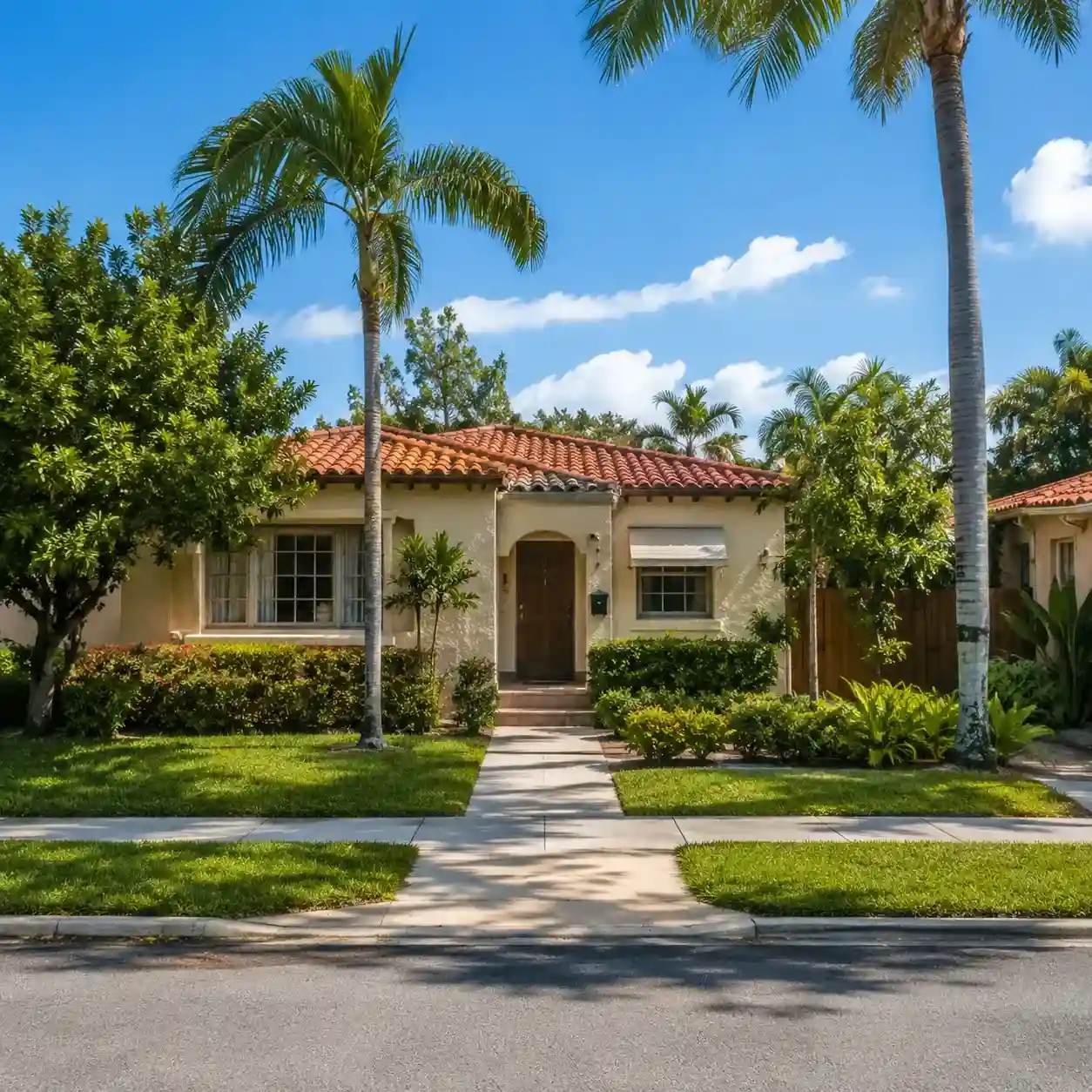 Family Home in Old Pompano, FL featuring palm trees and blue skies